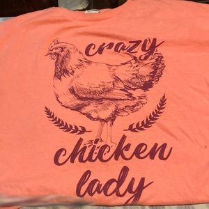 Casual and funny Size L graphic t shirt. Crazy Chicken lady T shirt.